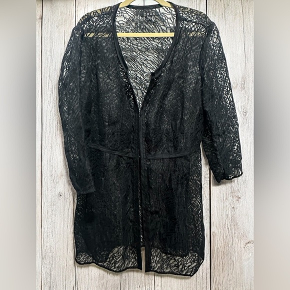 ZOZO Black Lace Sheer Jacket Whimsigoth Fairycore Minimalist Size XL - Picture 1 of 7